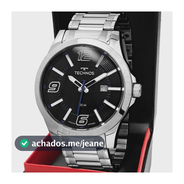 Relógio Masculino Technos Inoxidável Prateado Analógico Resistente Água