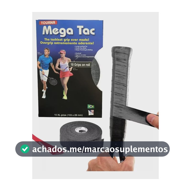 Overgrip Profissional Tourna Mega Tac Preto 10 Unidades Para Tênis