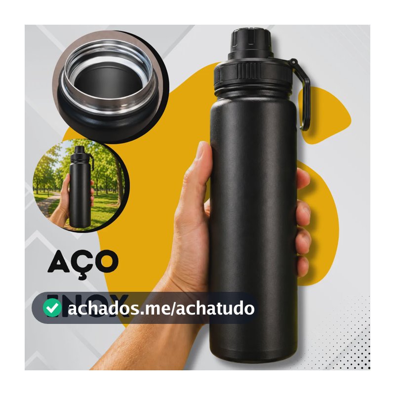 Garrafa De Água Termica 800ml Café Inox Copo Frio E Quente Preto