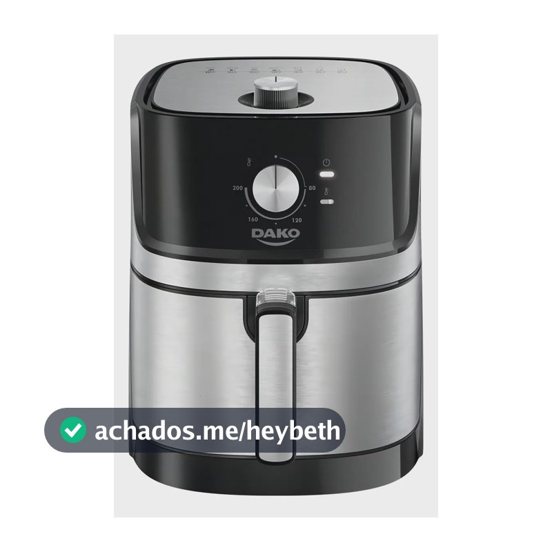 Fritadeira Air Fryer Dako 5 Litros Preto/inox Com Painel Analógico E Potência De 1700w