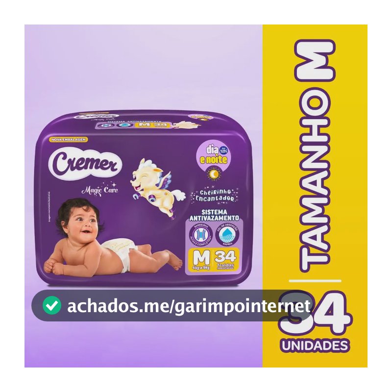Fralda Cremer Econômica M 34 Unidades