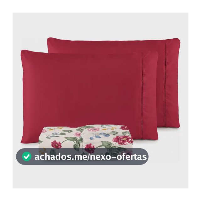 Jogo De Lençol Casal Padrão 3 Pçs 400 Fios C/ Elástico Hotel Vermelho Florido