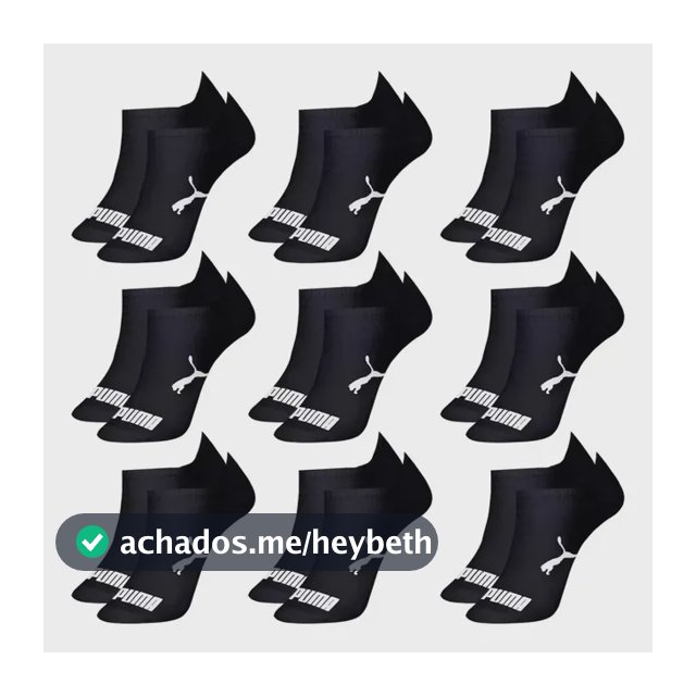 Kit 9 Pares Meias Puma Sapatilha Cano Baixo Algodão Original