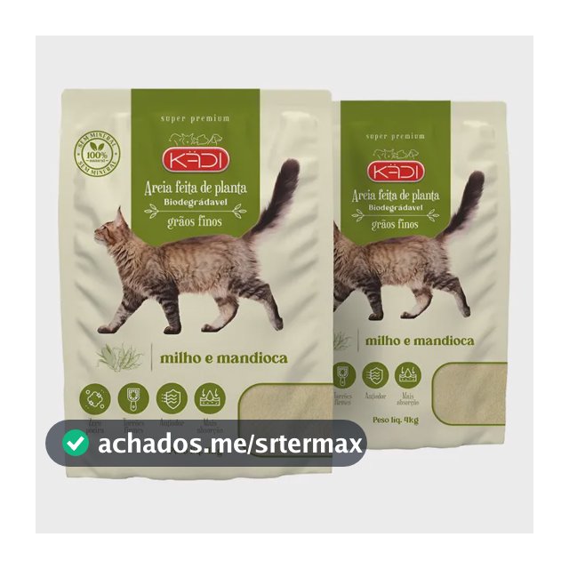 Kit 2un Areia Higiênica Gatos Grãos Finos Kadi 4kg + Brinde