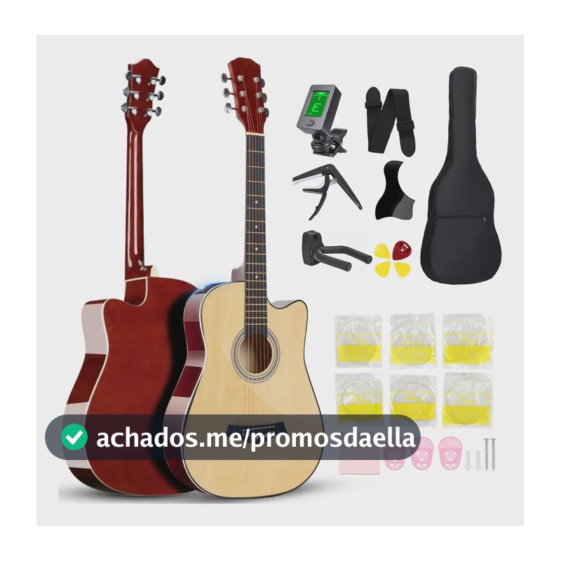 Kit 38in Violão Acústico Clássico Iniciante Afinador+estojo