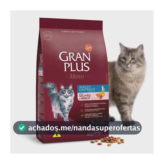 Ração Gran Plus Gatos Castrados Salmão 10,1kg Premium
