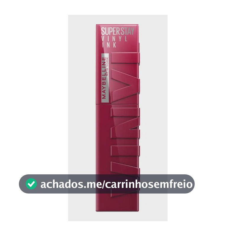 Maybelline NY SuperStay Vinyl Ink Batom Líquido, Longa Duração, Acabamento Vinil Espelhado e Efeito Gloss, Brilho Instantâneo, Conforto para os Lábios, Fórmula Vegana, Cor Unrivaled 4,2ml