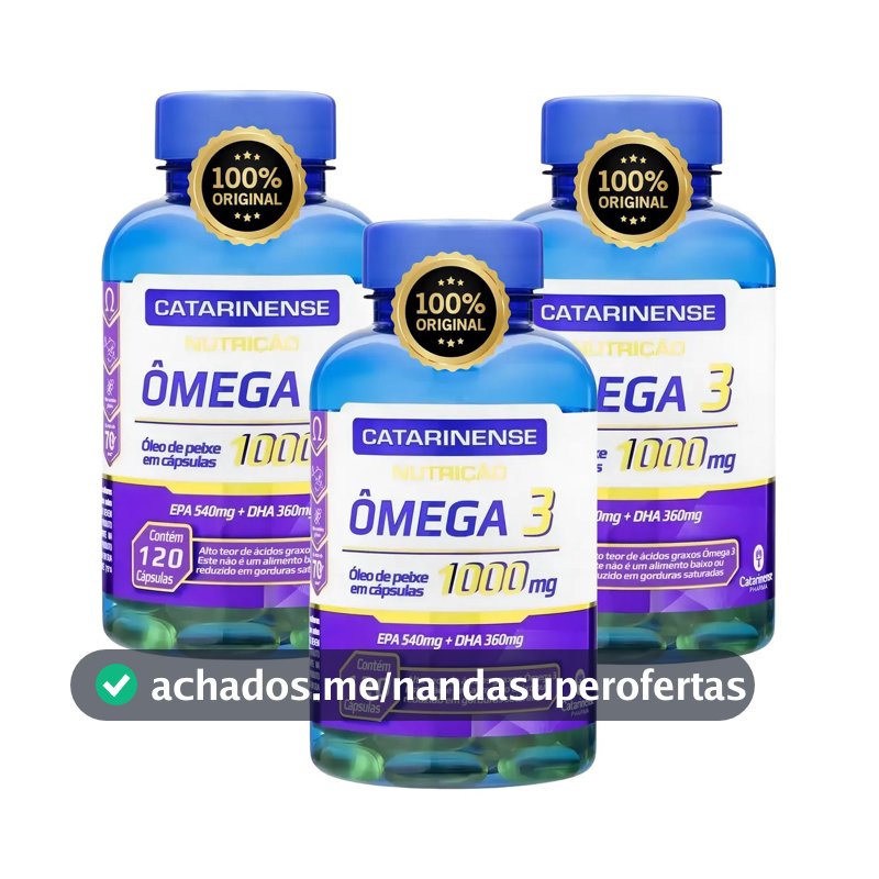 Suplemento Nutricional Ômega 3 Catarinense EPA DHA Sem Sabor 3 Potes