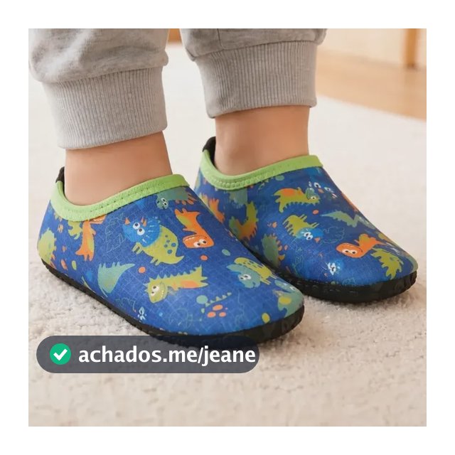 Sapatinho Calce Facil Meia Antiderrapante Bebê Dino Azul