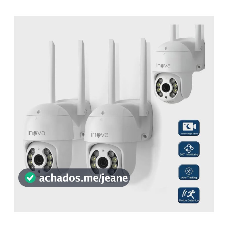Kit 3 Câmera Segurança Externa Ip Wi-fi Inteligente Com Alarme, 360° Full Hd Ptz Visão Noturna Colorida Rastreamento Humanóide Áudio Bidirecional Ip66 À Prova D'água E À Prova De Poeira ICSEE