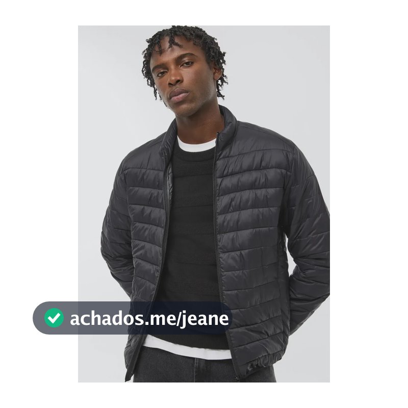 Jaqueta Masculina Puffer Matelassê + Saquinho Hering Preto M