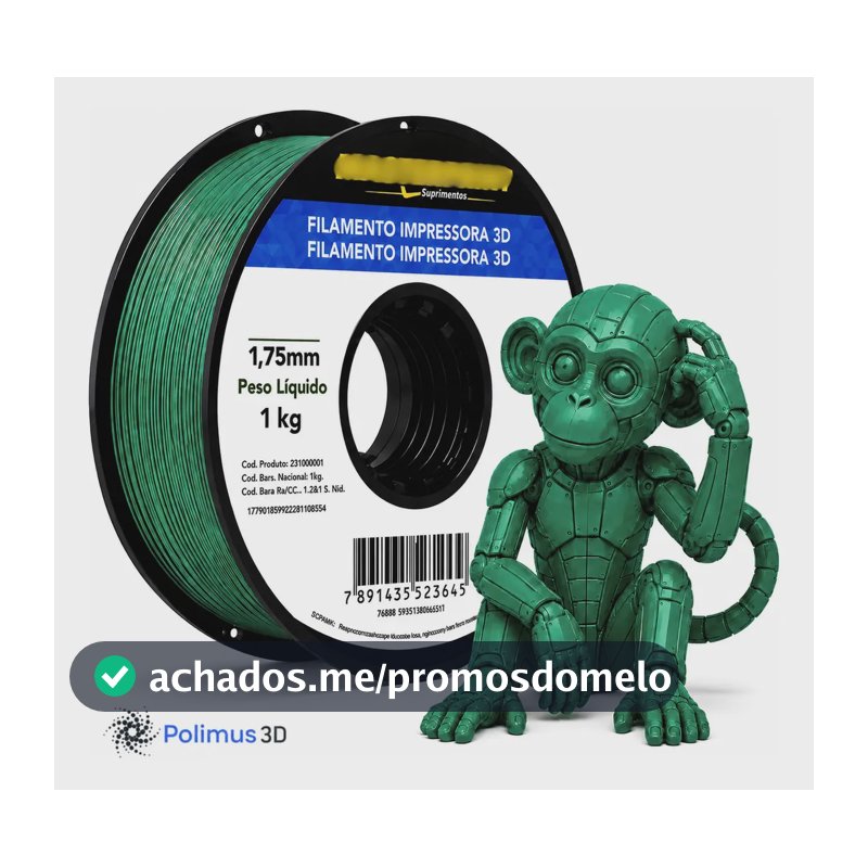 Filamento De Impressão 3D PETG Cor VERDE 1kg Brilho Premium Para Imprimir Peças 3D Impressora 3D Modelagem Miniaturas Enfeites e Projetos By Polimus 3D