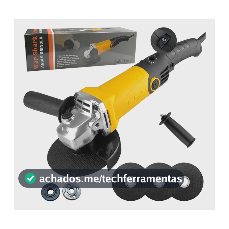 Esmerilhadeira Lixadeira Angular 950w 6 Velocidades 115mm Amarelo 60hz