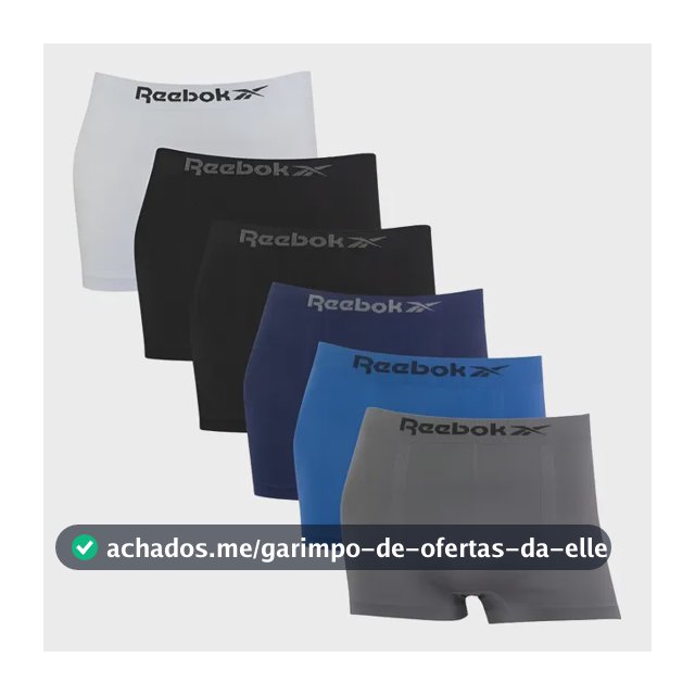 Kit 6 Cuecas Boxer Classic Reebok Microfibra Luxo Original