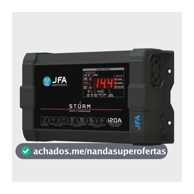 Fonte Carregador JFA Storm 120A Bivolt para Som Automotivo