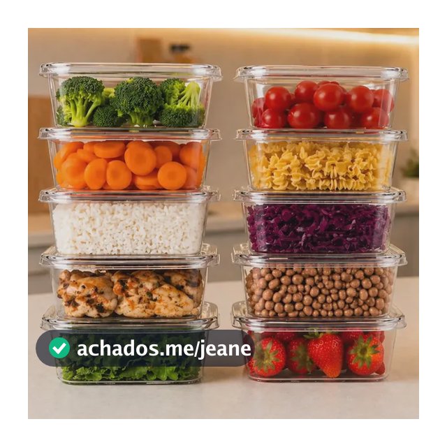 Kit 15 Marmitas Potes 500ml Livre De Bpa Freezer Microondas Transparente