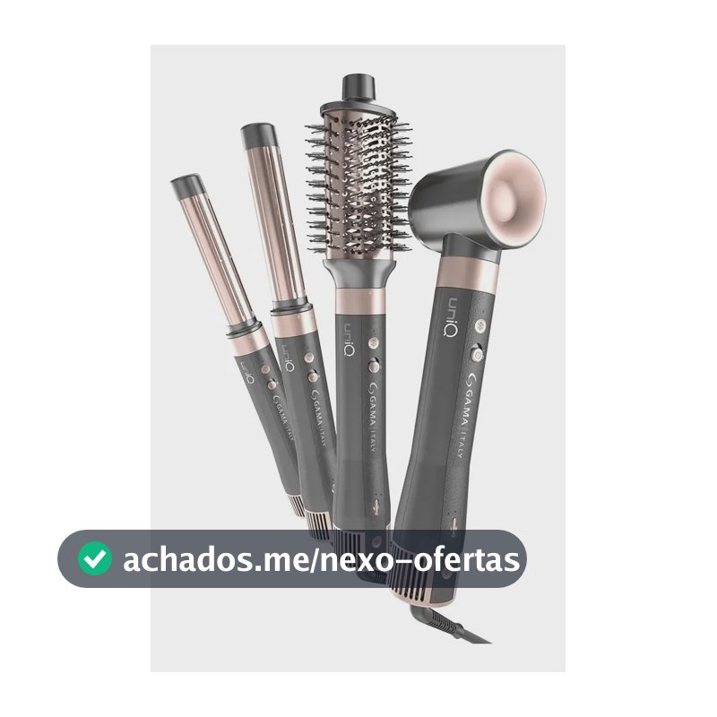 Secador E Modelador De Cabelo Multistyler UniQ Aura 4 em 1 Cinza/Rose 1500W Gama 220v