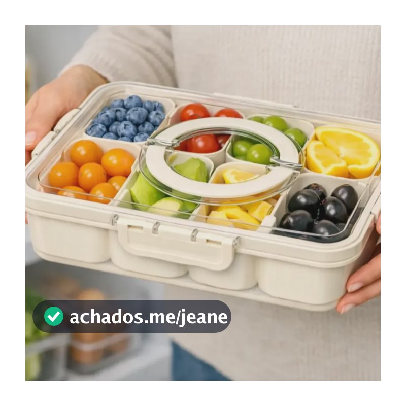 Pote Hermético Organizador Geladeira 8 Divisórias Acrílico Branco