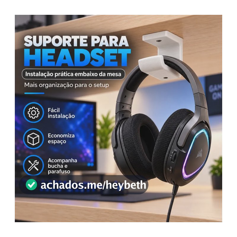 Suporte Para Headset Gamer Branco De Mesa Com Design Moderno