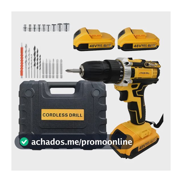 Furadeira Parafusadeira 48v Max 2 Baterias De Lítio Sem Fio