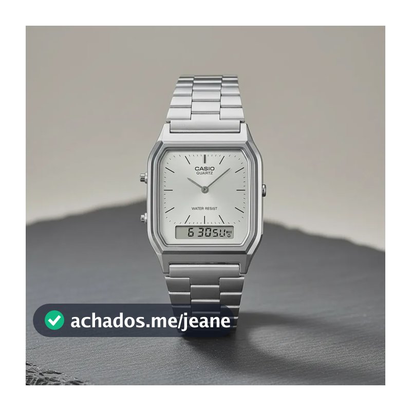 Relógio Casio Vintage AQ-230A-7A de Aço Inoxidável Prateado
