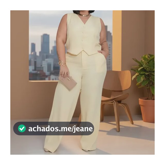 Conjunto Calça Colete Alfaiataria Social Pantalona Plus Size