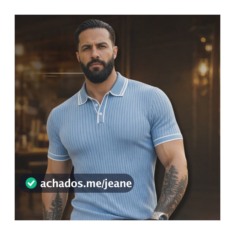 Polo De Tricô Slim Fit Premium Italiana Masculina Old Money Azul-celeste Tricot Texturizado M