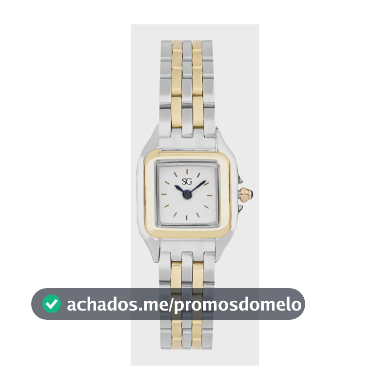 Relógio Feminino Quadrado Dourado e Prata Boxy Bicolor Gold Fundo Branco