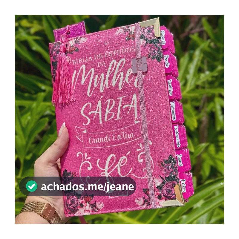 Bíblia Da Mulher Sábia De Estudos 100% Glitter Pink Com Abas Adesivas + Elástico + Marca Páginas
