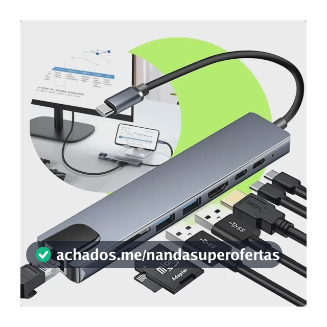 Adaptador Hub USB-C 8 Em 1 Adaptador Multiportas Macbook Pc Notebook
