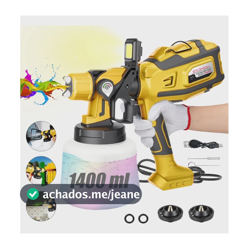 Pistola Elétrica De Pintura Com Reservatório 1400ml 850w Amarelo 220v