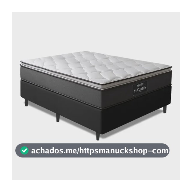 Cama Box Casal Colchão Gazin Molas Ensacadas Pillow Maximus Cinza e Preto 138x188x62cm