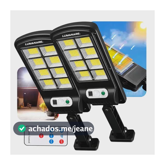 Kit Com 2 Luminária Solar Led 160 Leds Cob Sensor De Movimento Presença Para Parede E Jardim Ip66 Prova D'água Potente Sustentável Iluminação Externa Automática