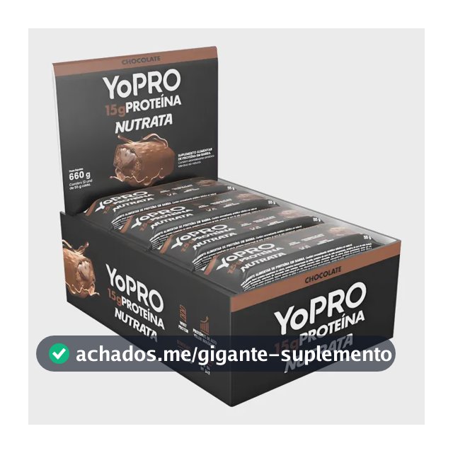 Barra De Proteína Yopro Cx 12 Un Nutrata Sabor Chocolate Chocolate