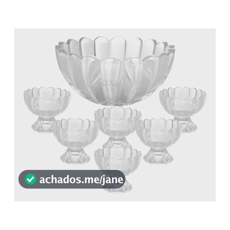 7 Peças Bowl Com 6 Taças Wolff De Vidro Para Sobremesa