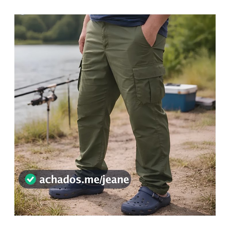 Calça De Pesca/caça Com Secagem Ultra Rápida E Proteção Uv50 Verde Militar Gg