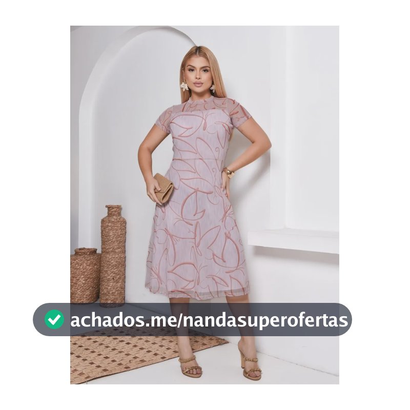 Vestido Feminino Em Malha E Tule Midi, Ajusta Ao Corpo