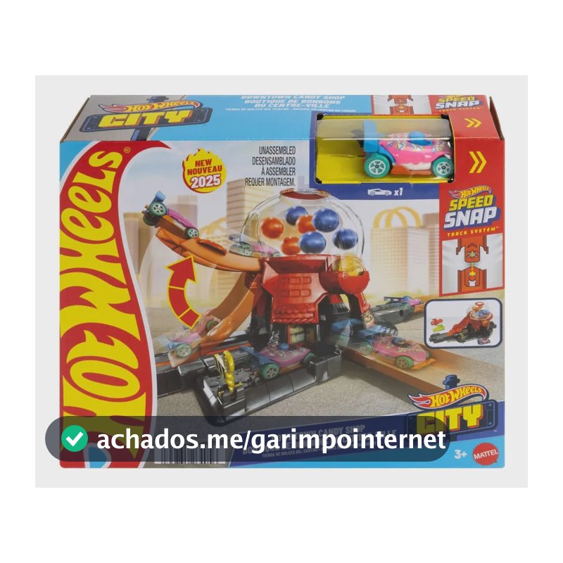Brinquedo Jbm62 Pista Hot Wheels City Loja De Doces Mattel Colorido