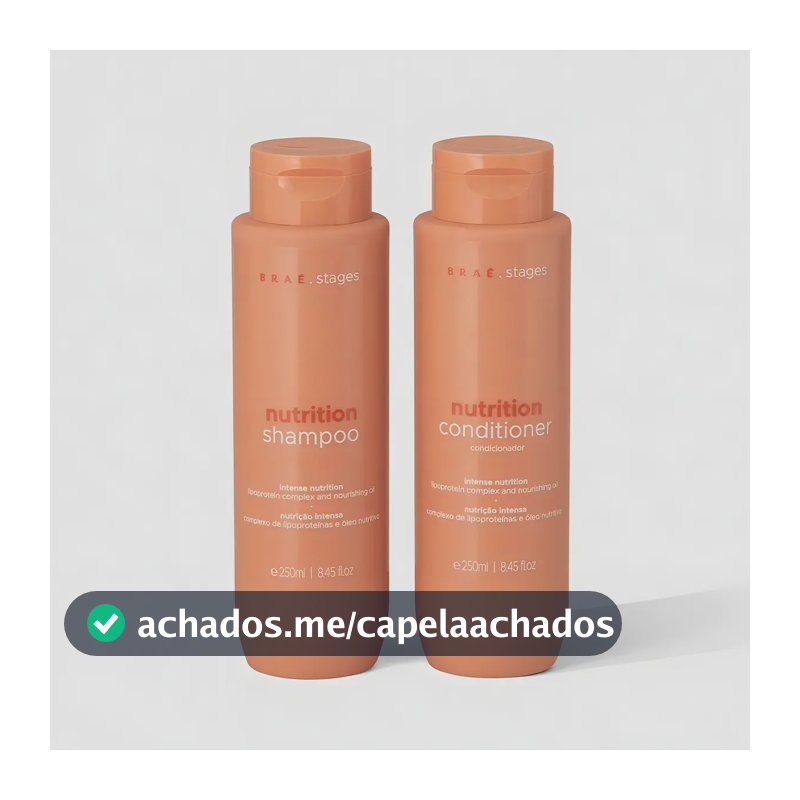 Kit Braé Stages Nutrição: Shampoo e Condicionador para Cabelos Ressecados e sem Vida
