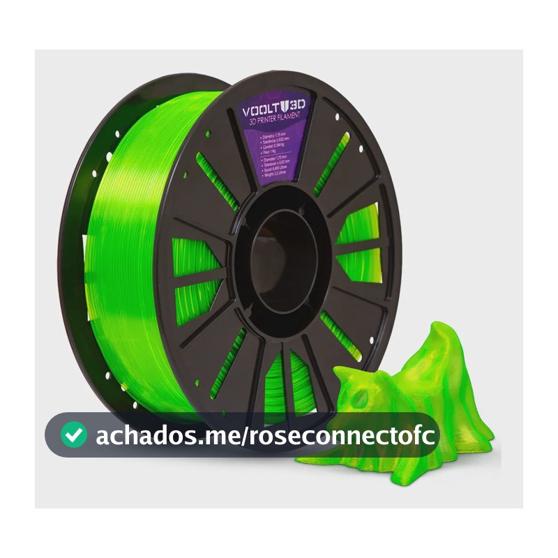 Filamento Petg Premium Translúcido 1kg - Voolt3d Cor Verde Neon Translúcido