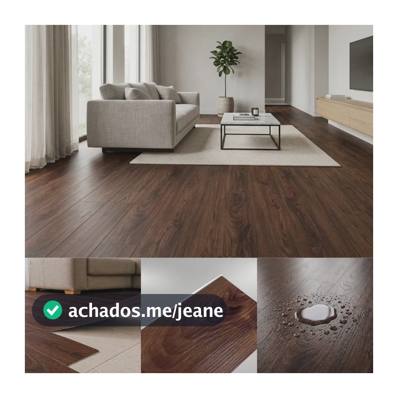 Piso Vinílico Autocolante Régua Madeira 1,25m2 Adesivo Marrom-escuro Nogueira Escura Rustica