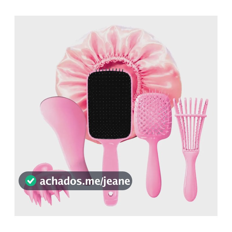 Kit 5 Escovas Cabelo Escova Polvo Mágica Raquete Vazada Touc Rosa Bebê