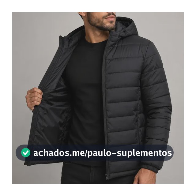 Jaqueta Puffer Bobojaco Corta Vento Nylon Frio Reforçada Preto G