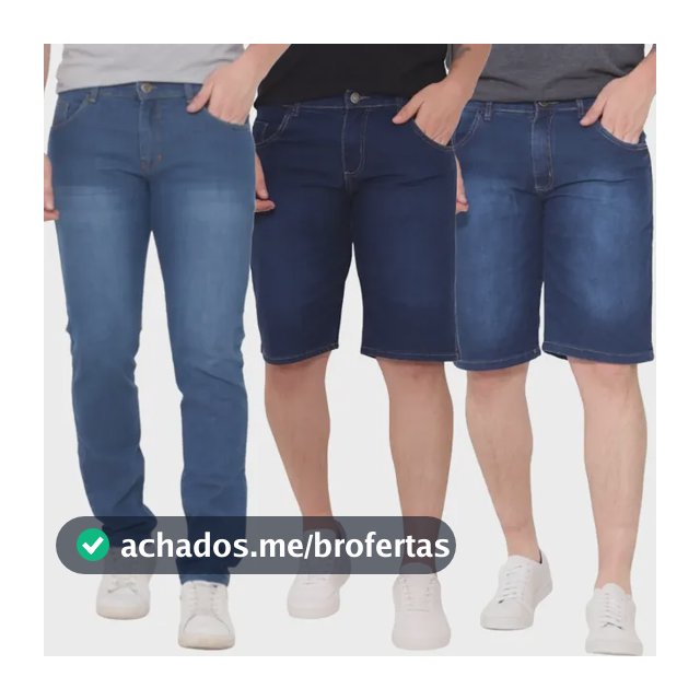 Kit 2 Bermudas 1 Calça Jeans Skinny Lycra Masculina Premium