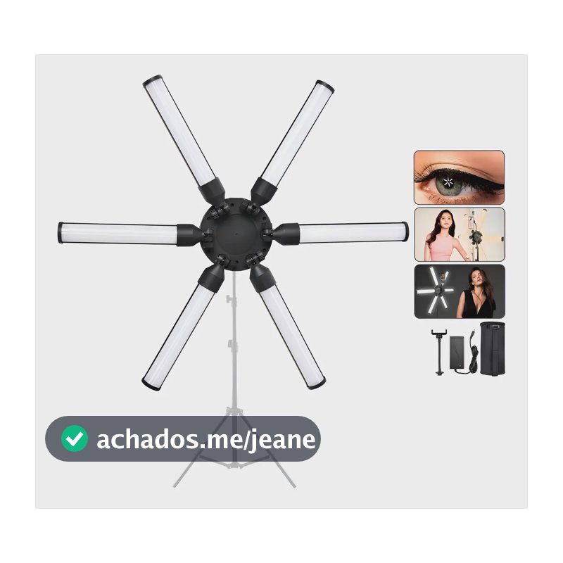 Iluminador Ring Light Tubular 120w + Suporte Celular Bicolor