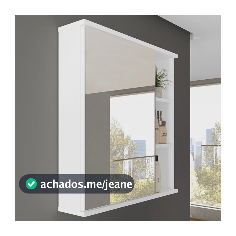 Espelheira de Banheiro Bia 60cm 1 Porta com Espelho Móveis Bosi Branco