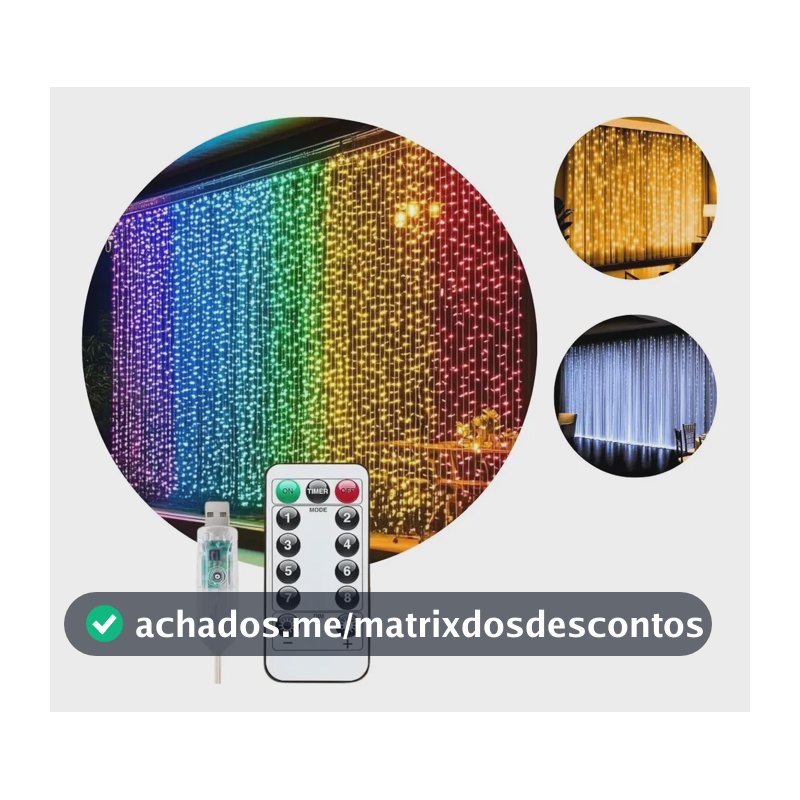 Pisca Cortina 300 Leds 3x3m Usb Ip44 8 Modos Iluminação Luzes Fada Decoração De Natal Festa Colorido Luvinco