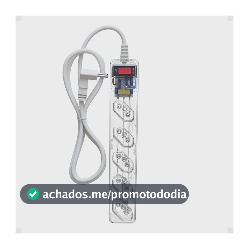 iCLAMPER Energia 5 Tomadas LCF Transparente Filtro de Linha e Protetor Elétrico DPS Bivolt