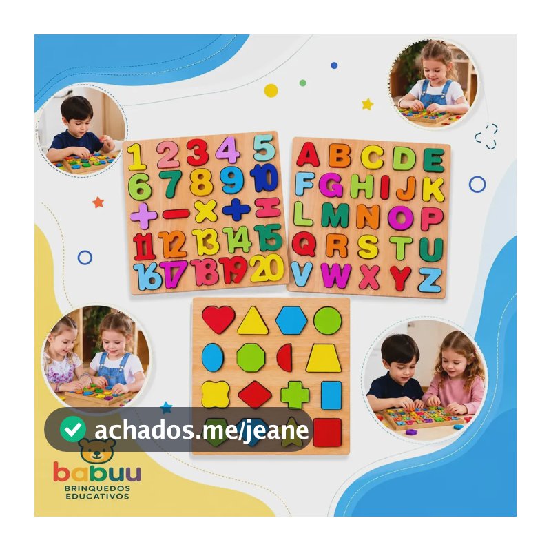 Kit 3 Jogos Brinquedos Educativos Madeira Numeros Letras Alfabeto Babuu Brinquedos Educativos