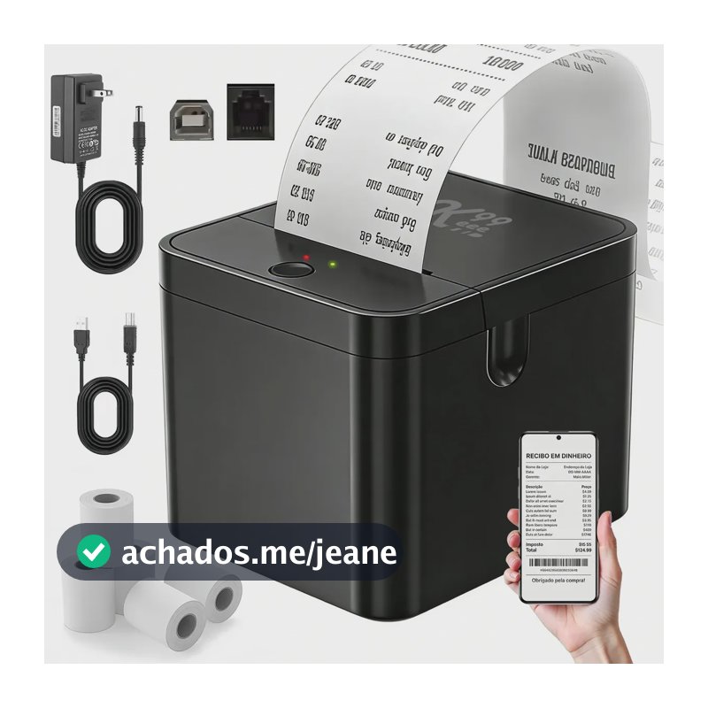Impressora Termica Recibo Portatil 58mm Bluetooth Usb Pdv Ifood Cupom Nao Fiscal 5 Bobinas